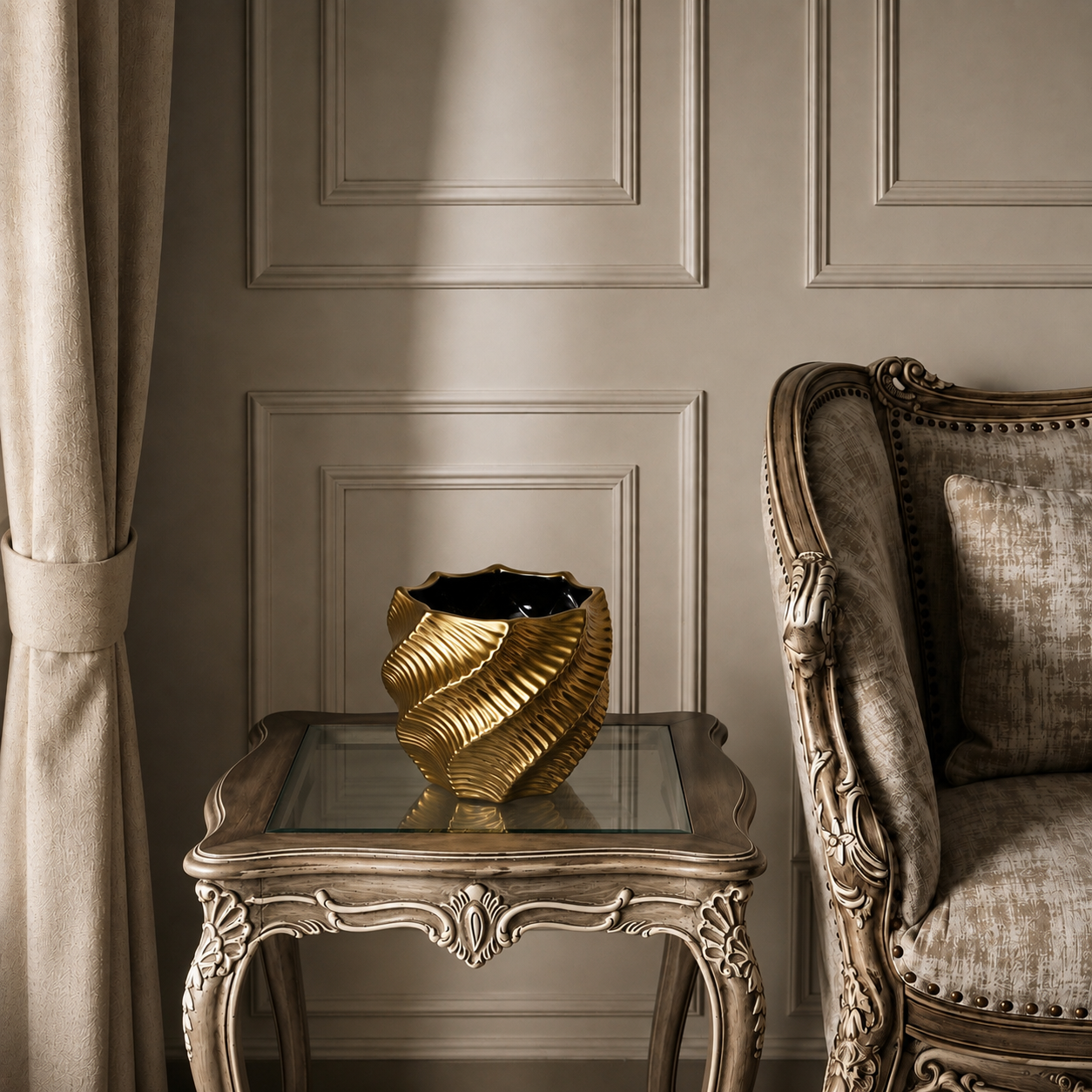 Golden Leaf Ceramic Vase