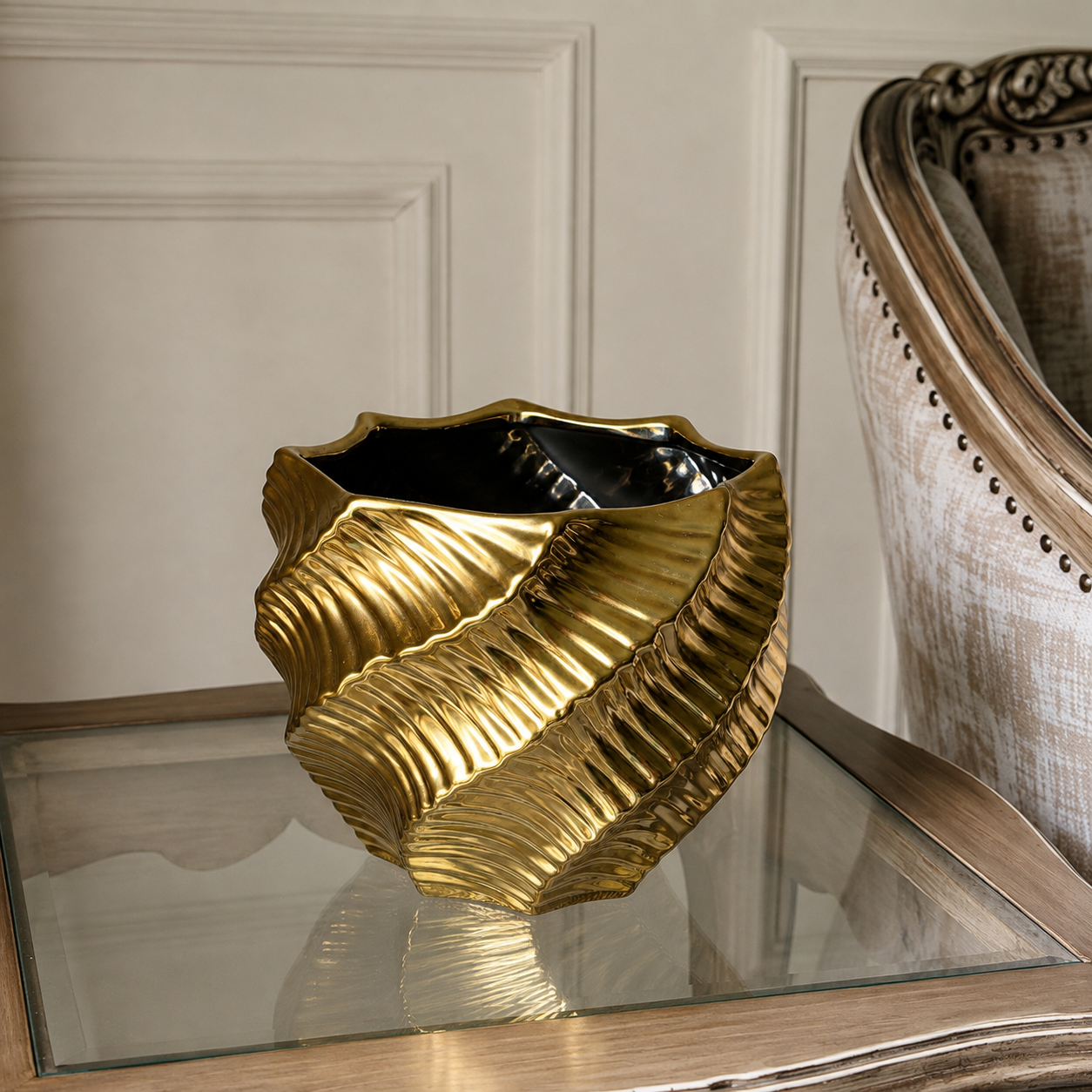 Golden Leaf Ceramic Vase