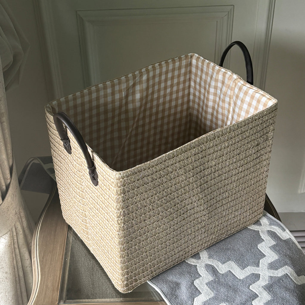 Handwoven Woven Storage Basket with Handles