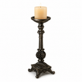 Vintage Ornate Black Metal Candle Holder