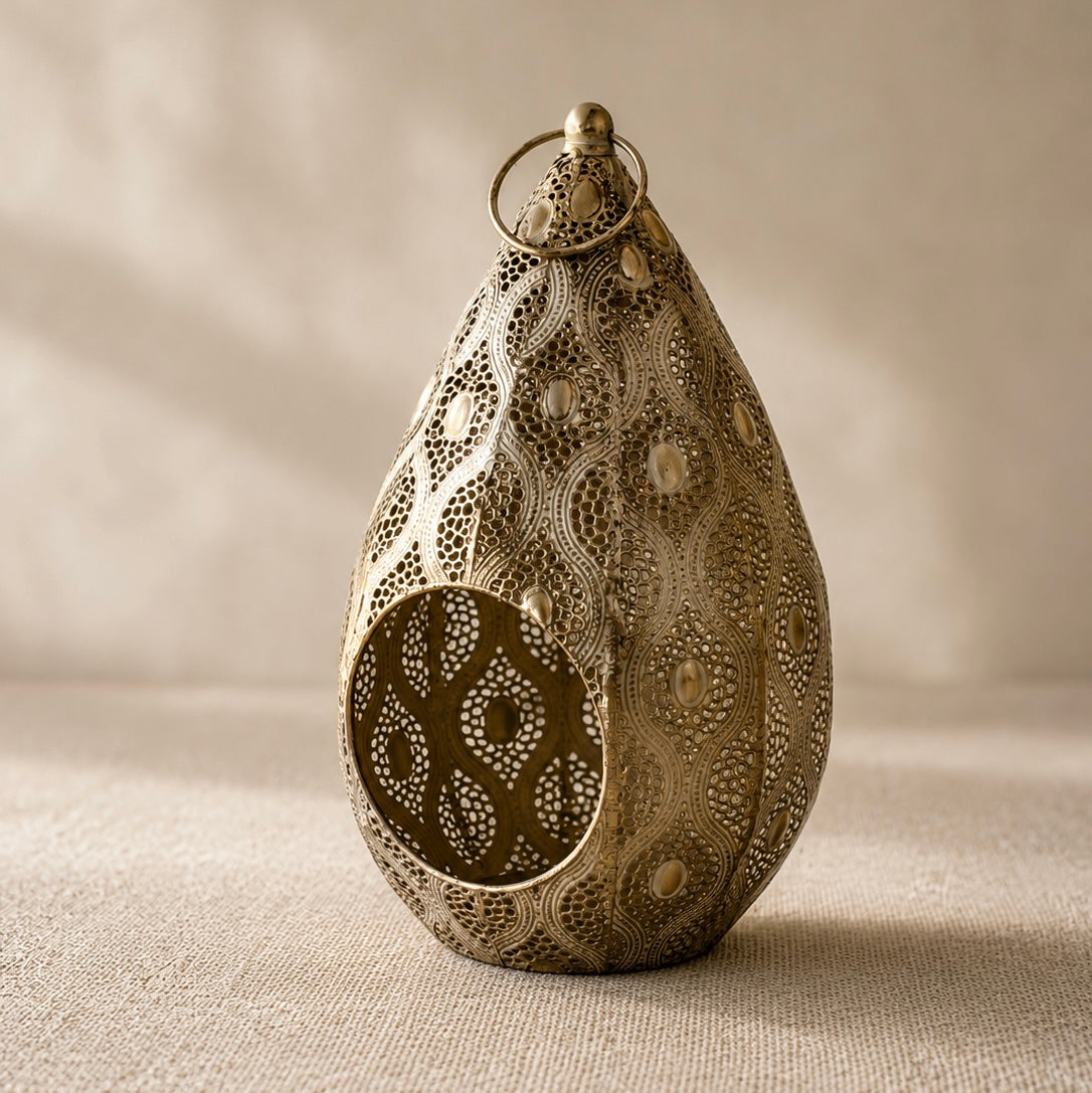 Ornate Moroccan Teardrop Candle Lantern