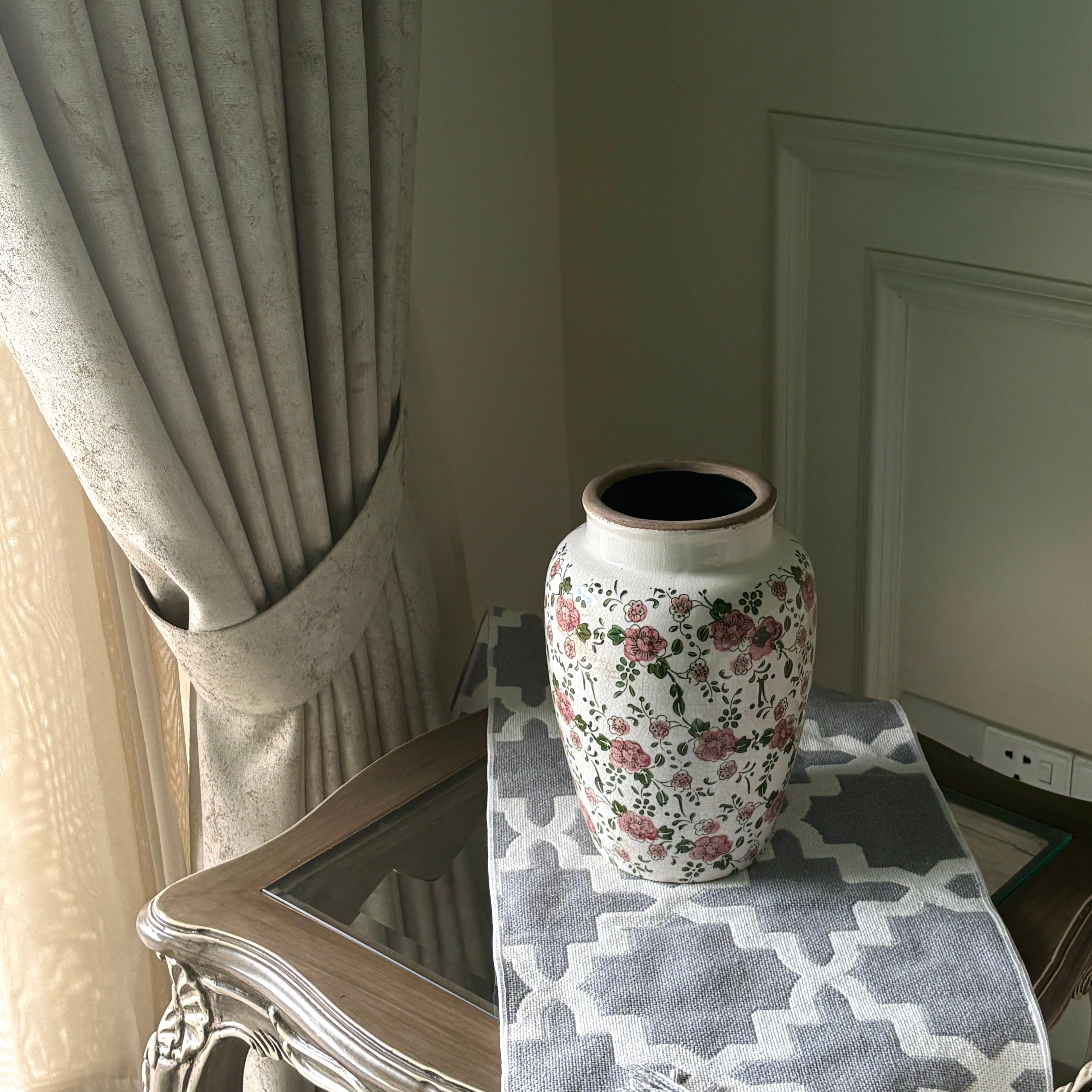 Rosevine Floral Ceramic Vase