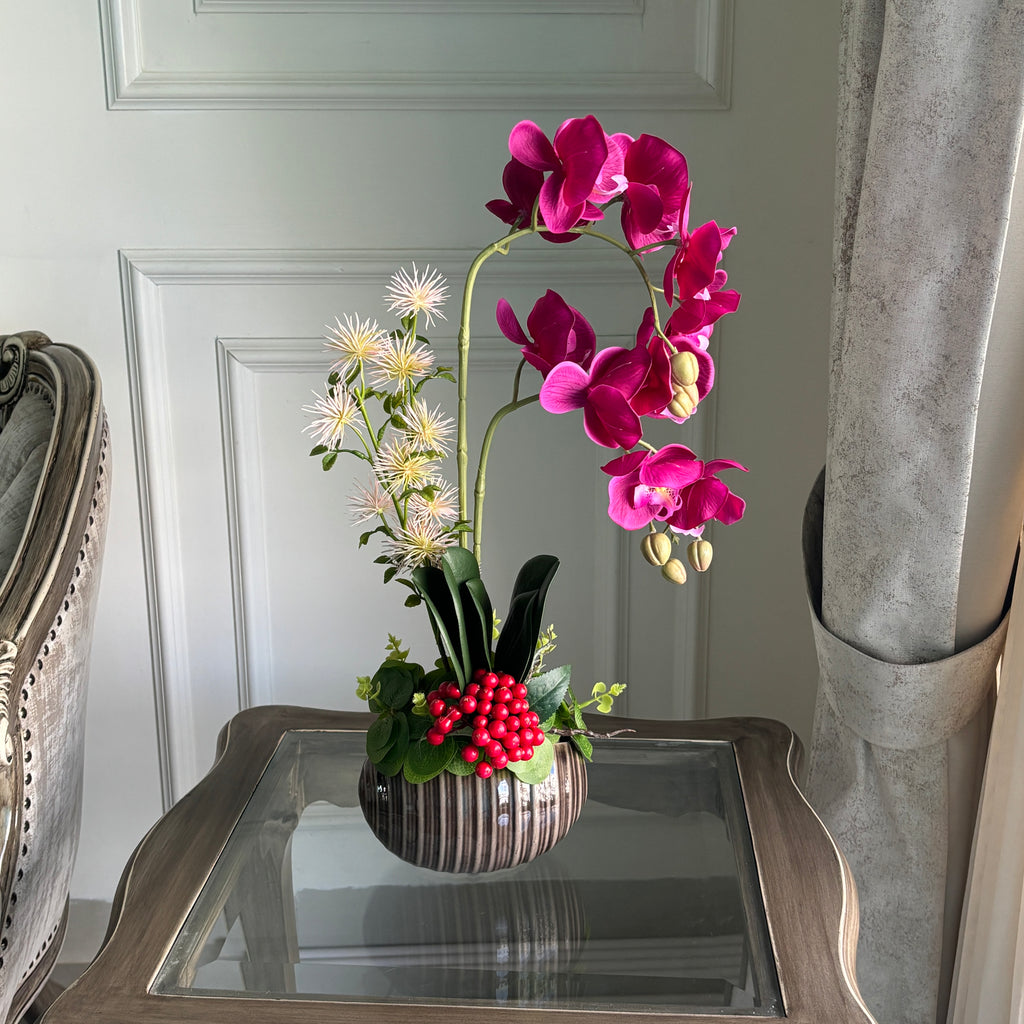 Elegant Orchid & Cherry Blossom Floral Arrangement