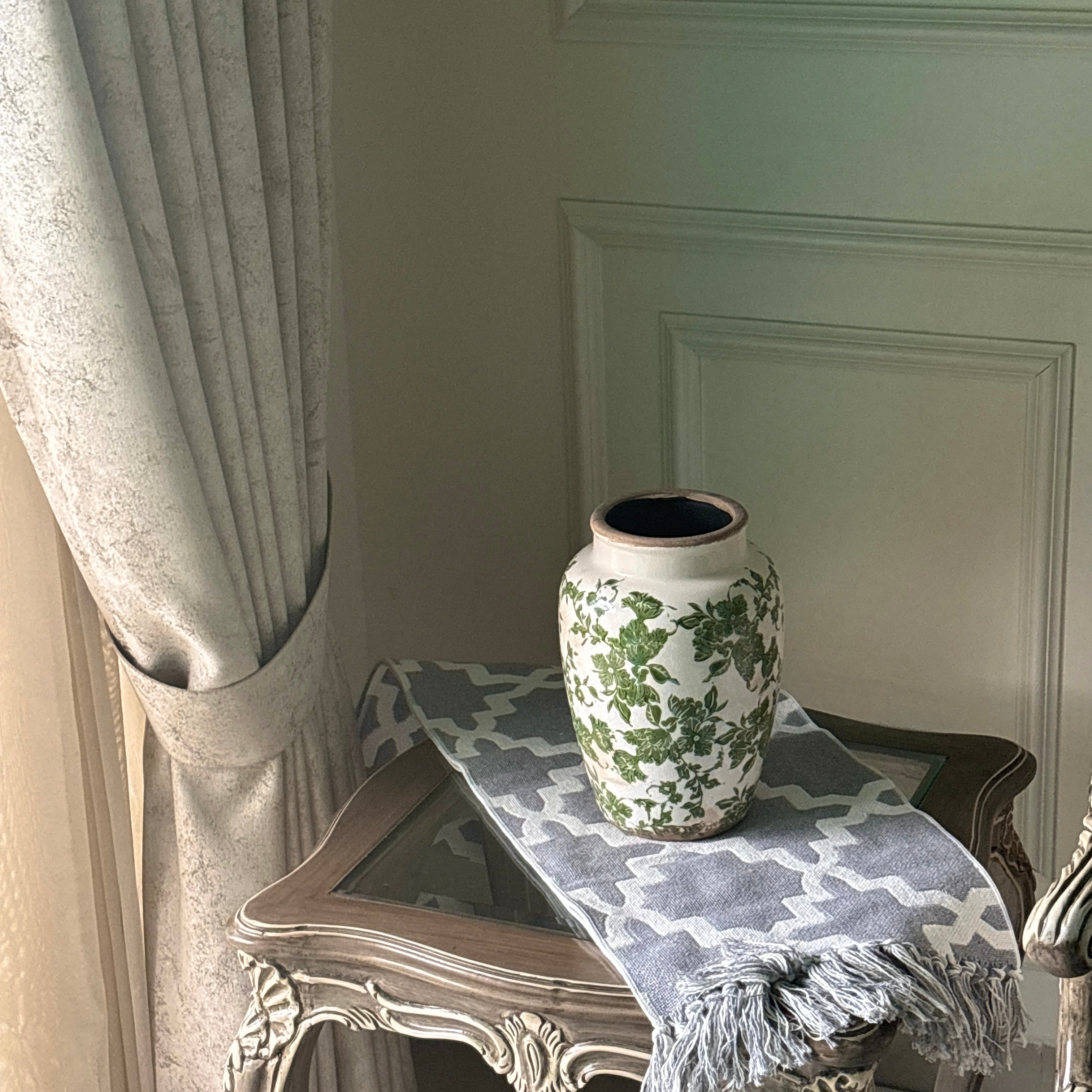 Verdant Bloom Floral Ceramic Vase