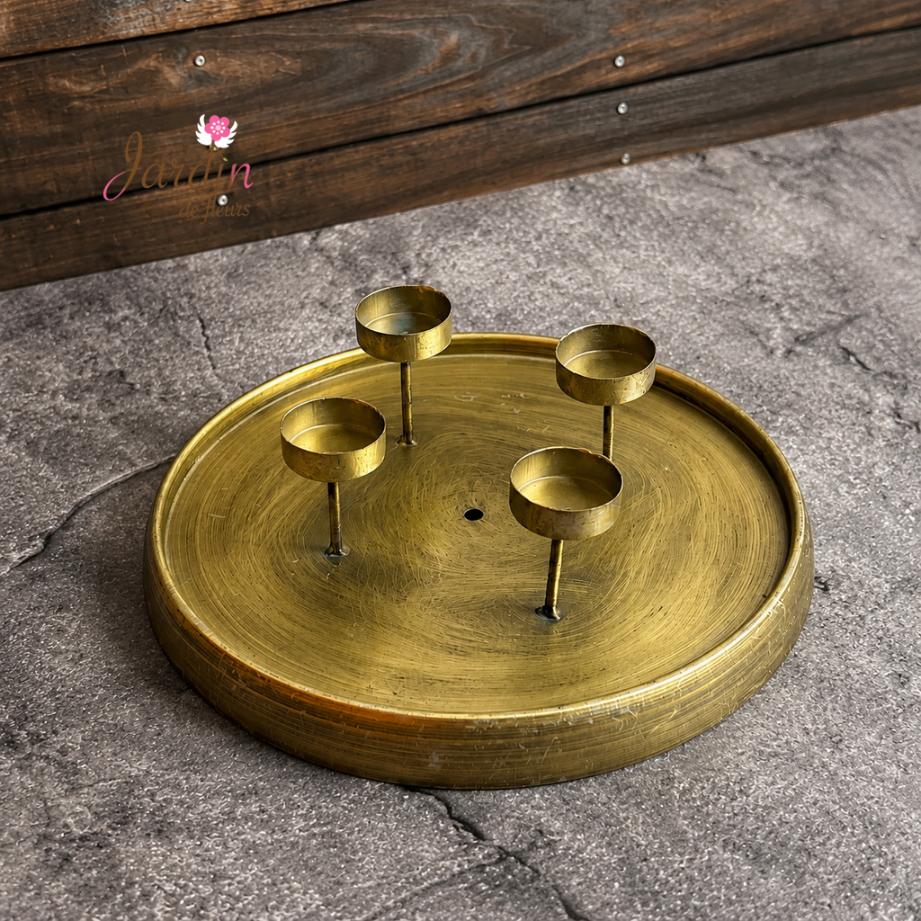 Matte Gold Round Candle Holder