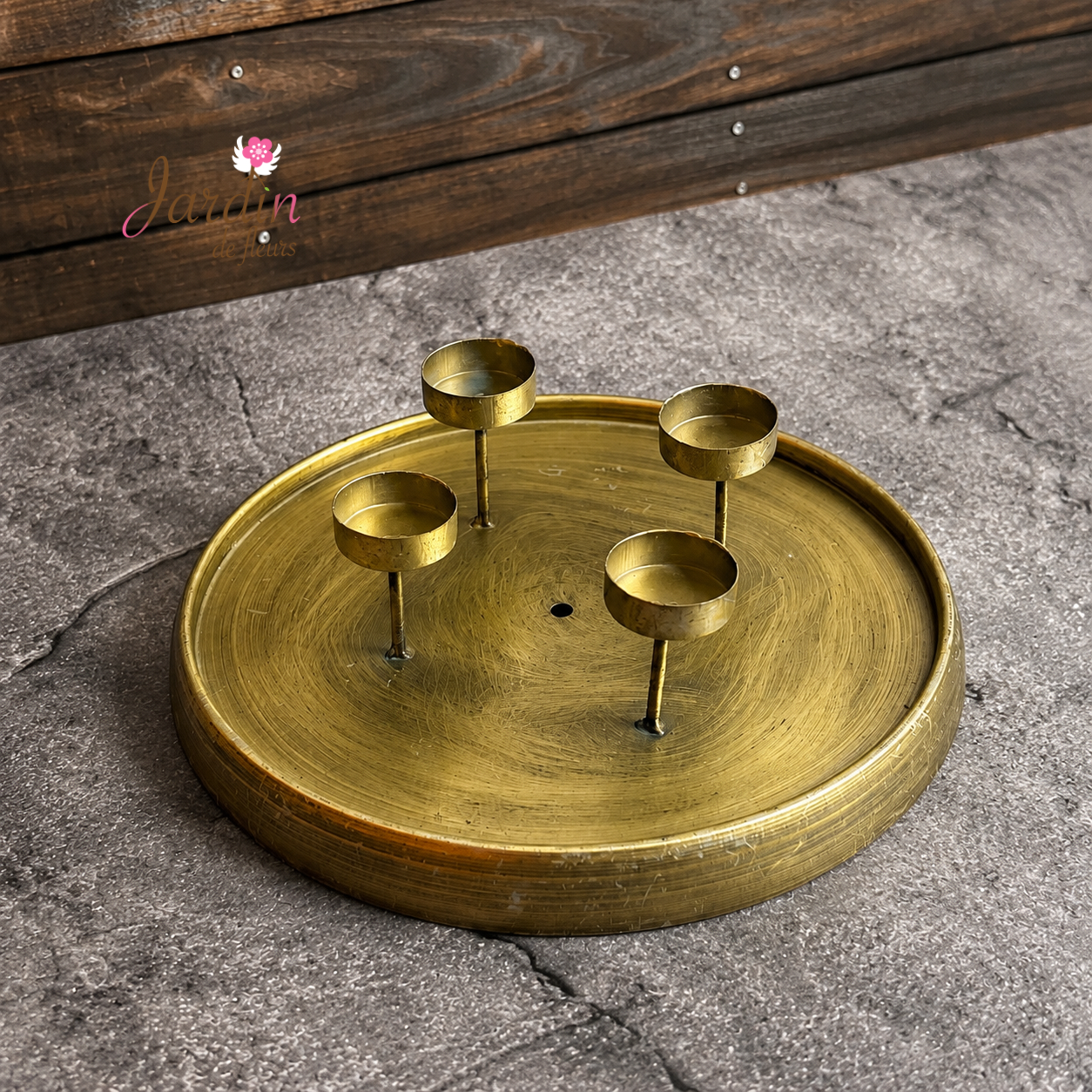 Matte Gold Round Candle Holder