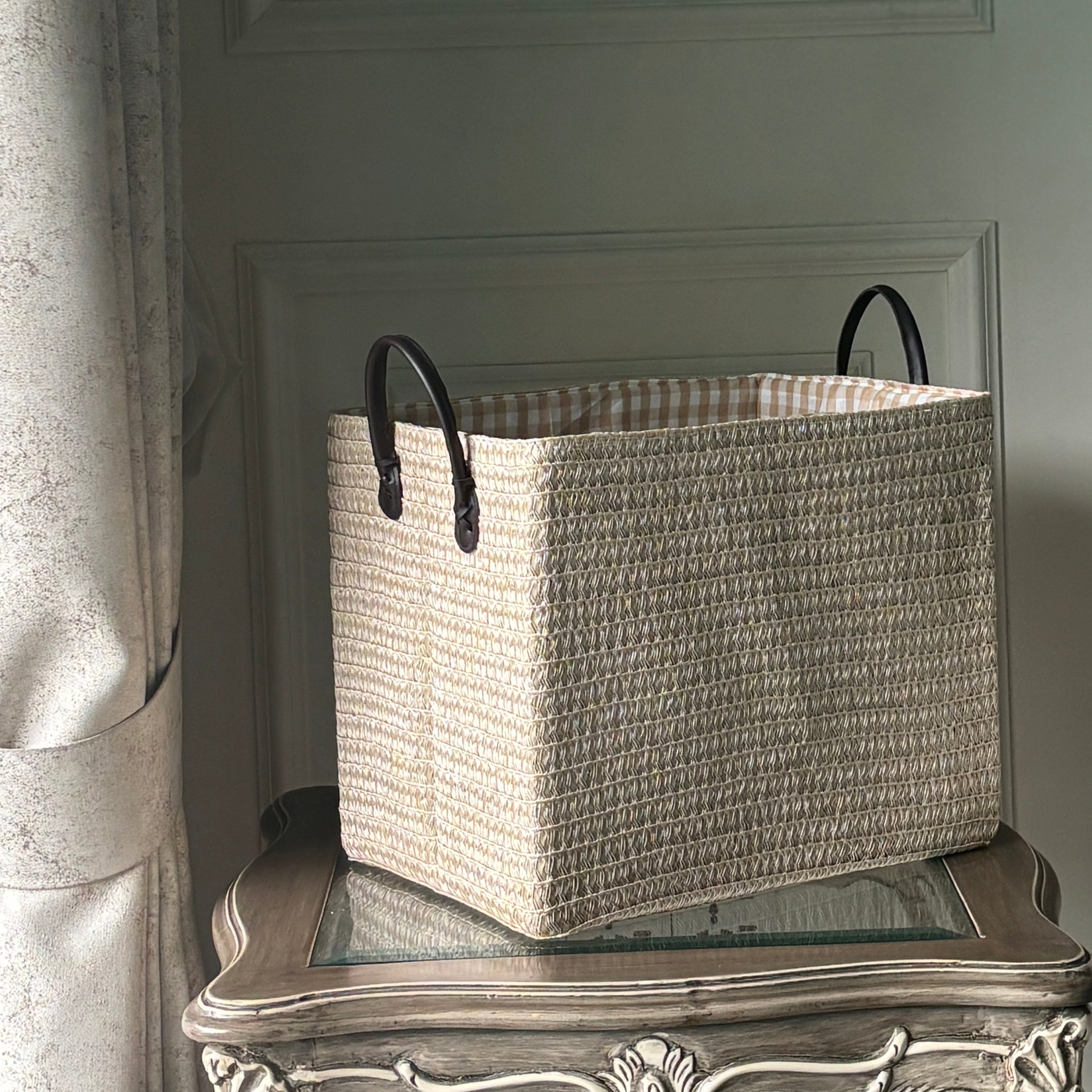 Handwoven Woven Storage Basket with Handles