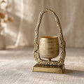 Antique Gold Handled Glass Candle Holder