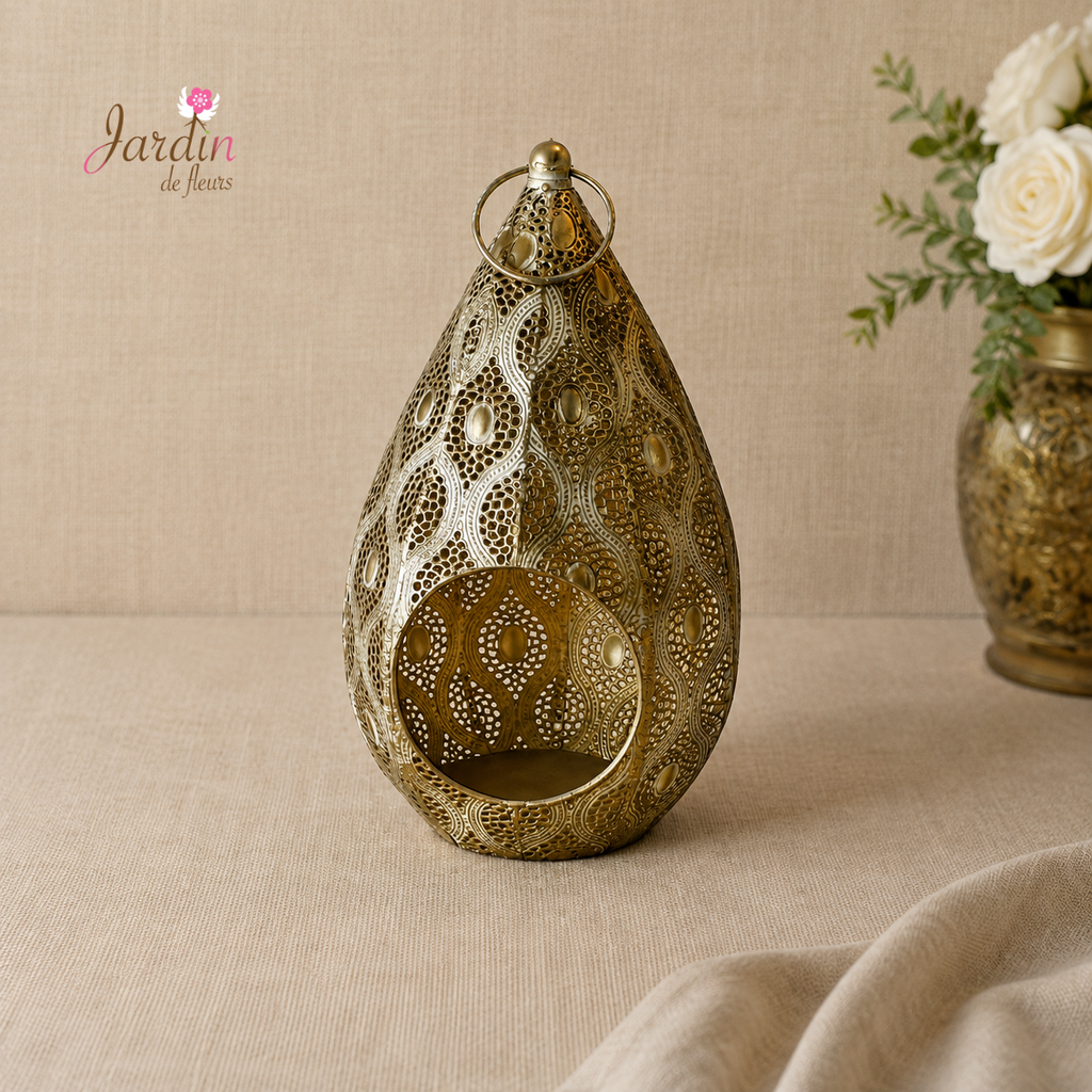 Ornate Moroccan Teardrop Candle Lantern
