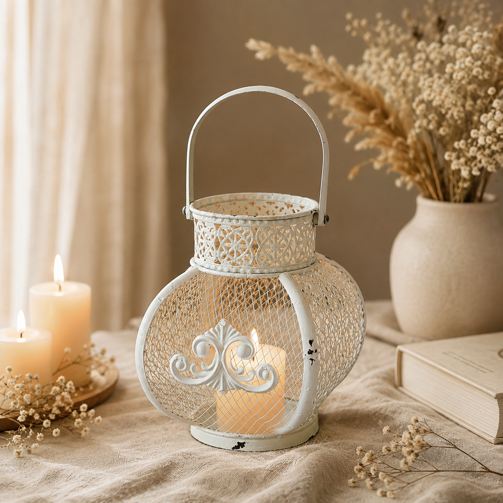 Vintage Charm Metal Candle Lantern