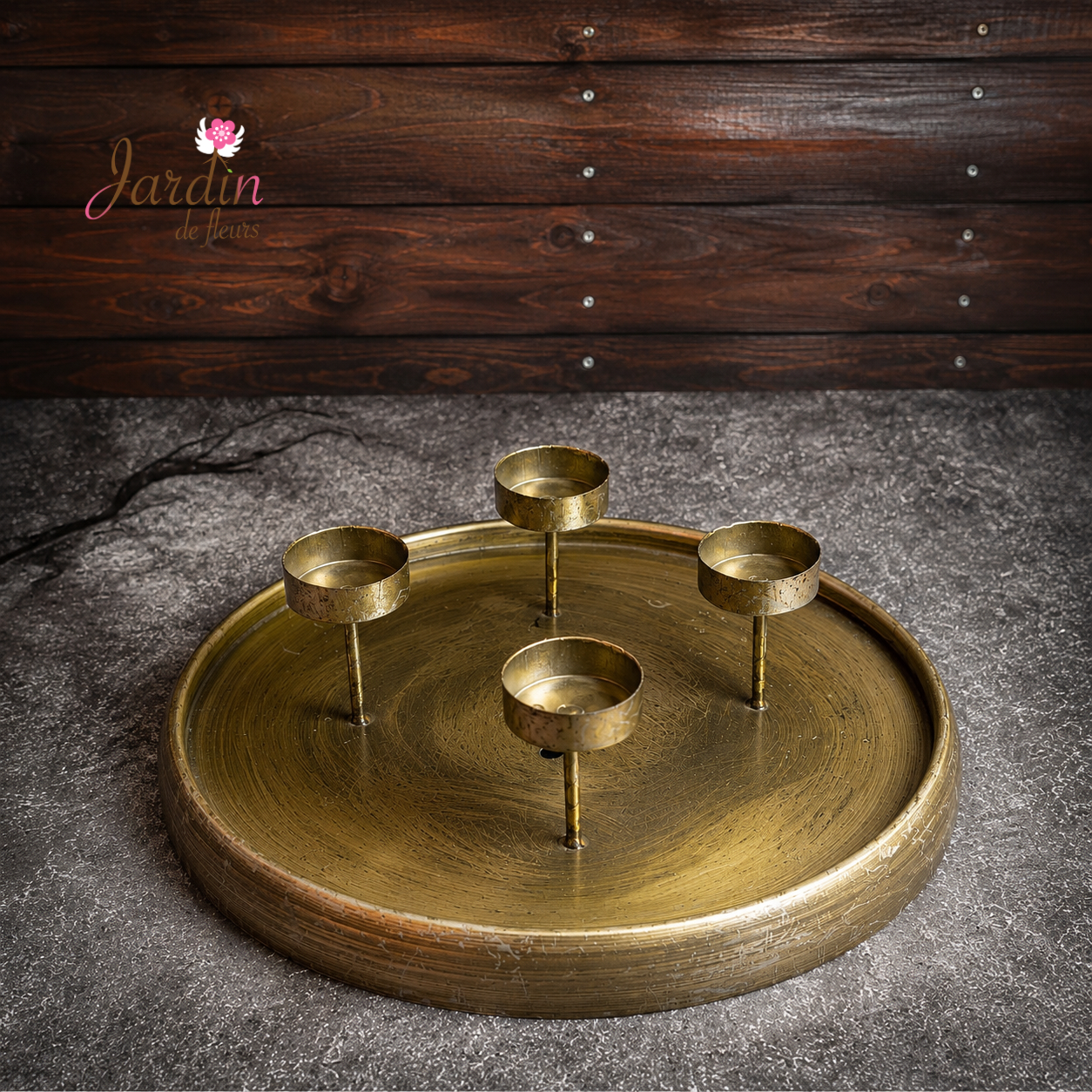 Matte Gold Round Candle Holder