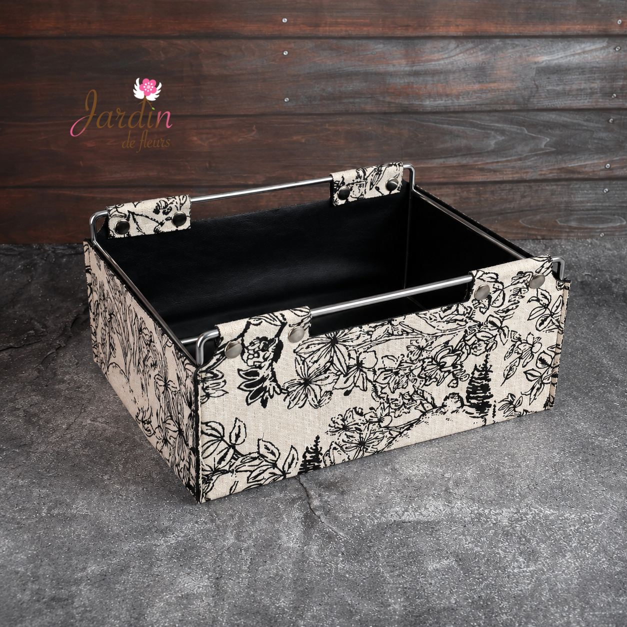 Floral Pattern Leather Storage Organizer