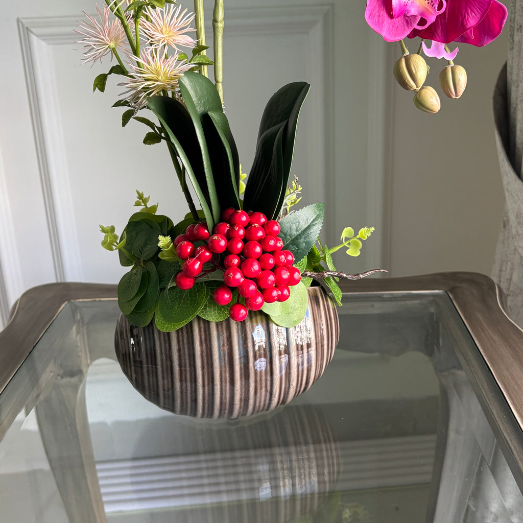 Elegant Orchid & Cherry Blossom Floral Arrangement