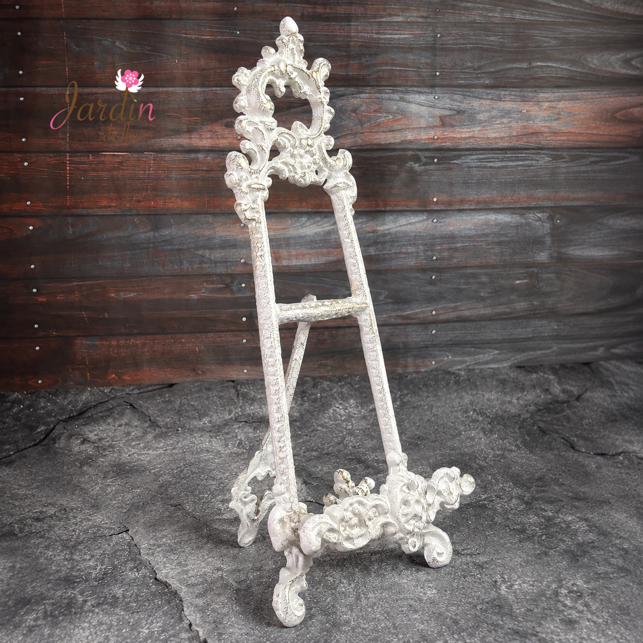 Vintage distressed white Cast Iron Easel