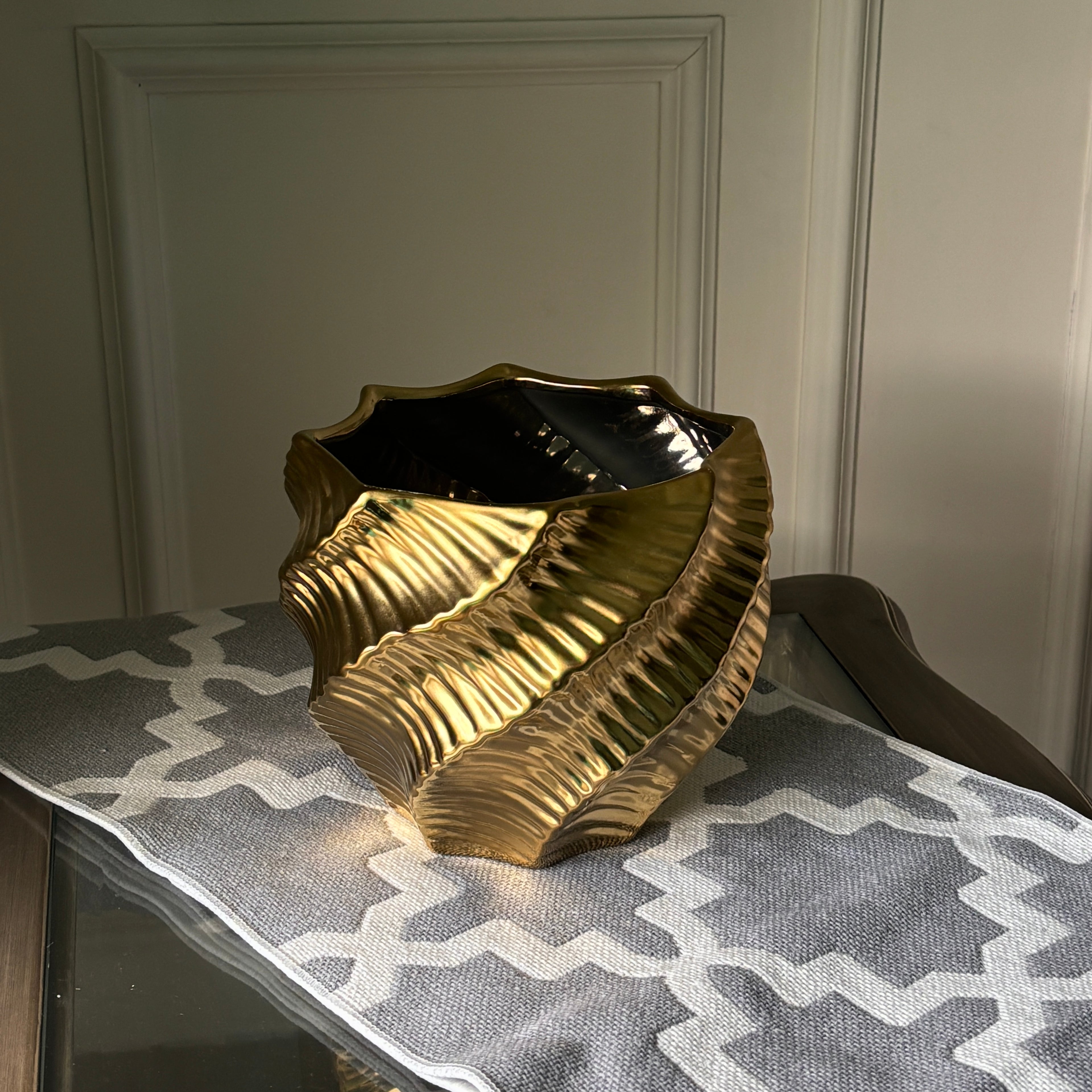 Golden Leaf Ceramic Vase