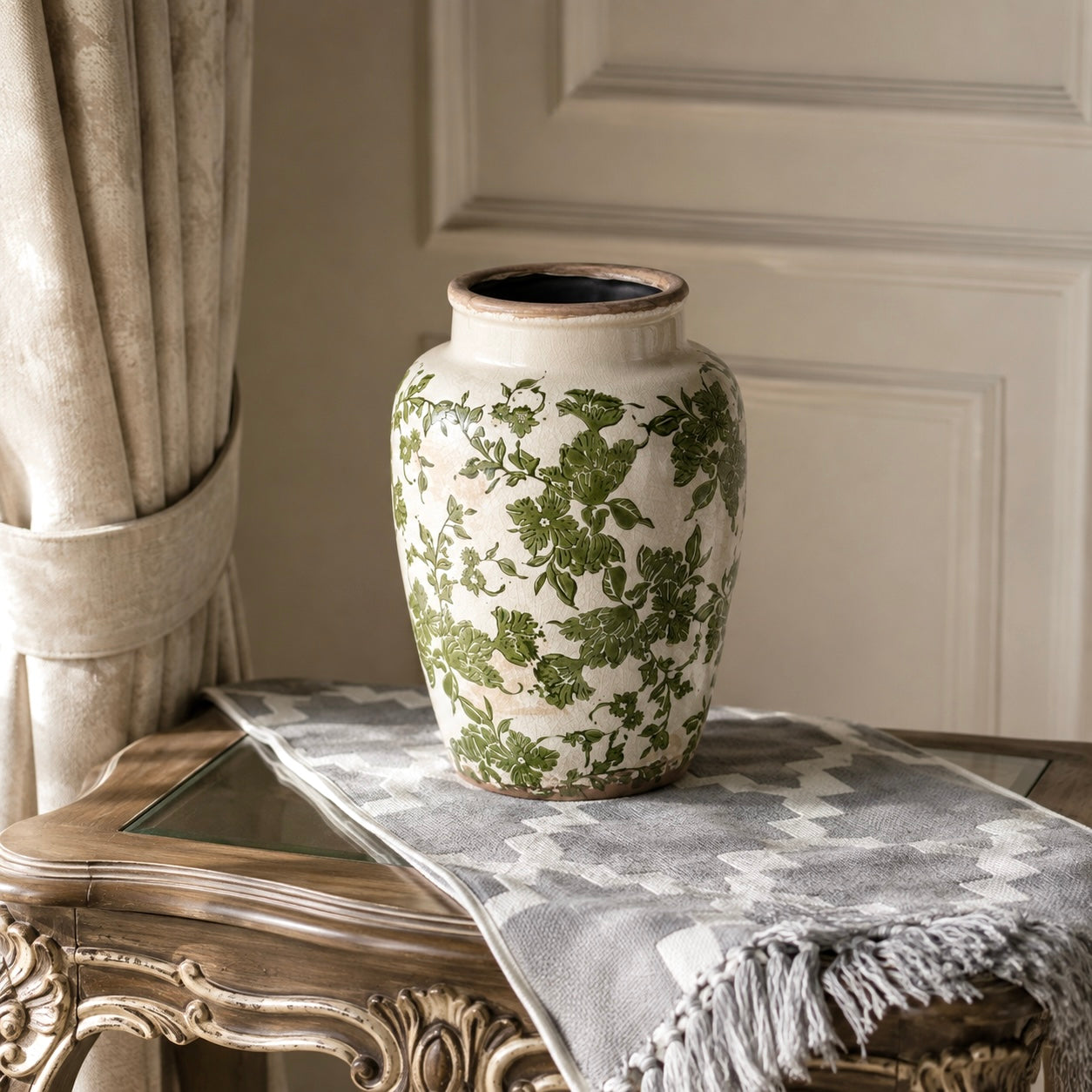 Verdant Bloom Floral Ceramic Vase
