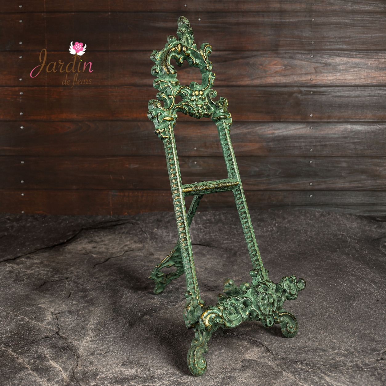 Vintage Green & Gold Cast Iron Easel