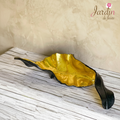 Metal Leaf Sculpture – Gold & Black Decorative Accent (22”)