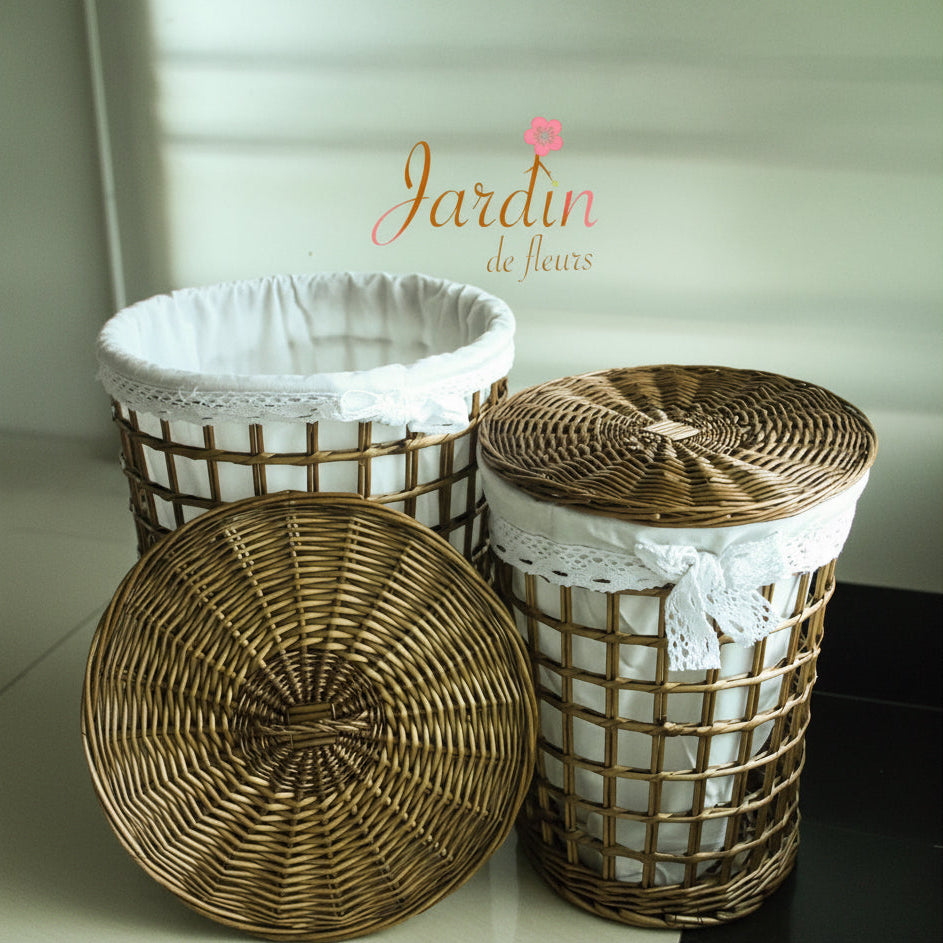 Handwoven Rattan Laundry & Toy Storage Basket with Lid